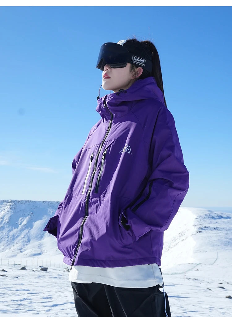 Winter Waterproof Windproof Thermal Ski Jacket for Men Unisex Style Cotton Insulated Thick Warm Snowsports Outdoor Sports Coat