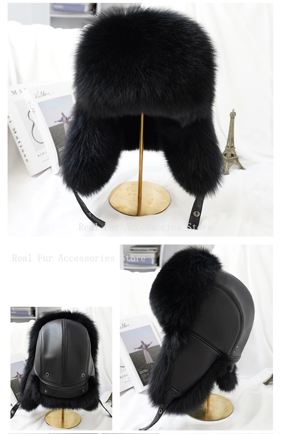 Hot high-end luxury fur hat Men's fox fur hat Lei Feng cap ear cap fur necessary hat Real fur hat 100% Sheepskin top fox hat