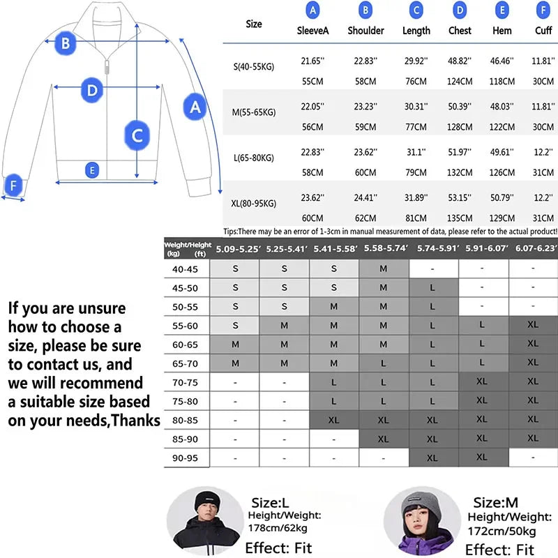 Thermal Ski Jackets 2025 New Winter Woman Outdoor Pro Windproof Sport Skiing Hoodies Man Snowboard Tracksuit Snow Clothing