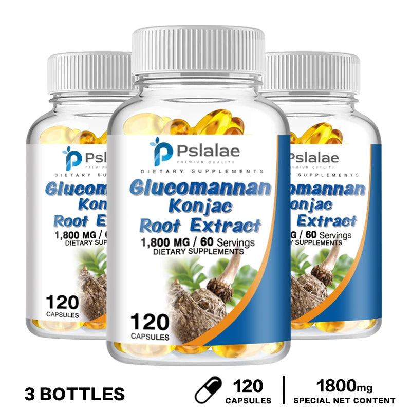 Glucomannan Capsules - Natural Source of Fiber - Gastrointestinal Health, Appetite Suppression, Weight Management