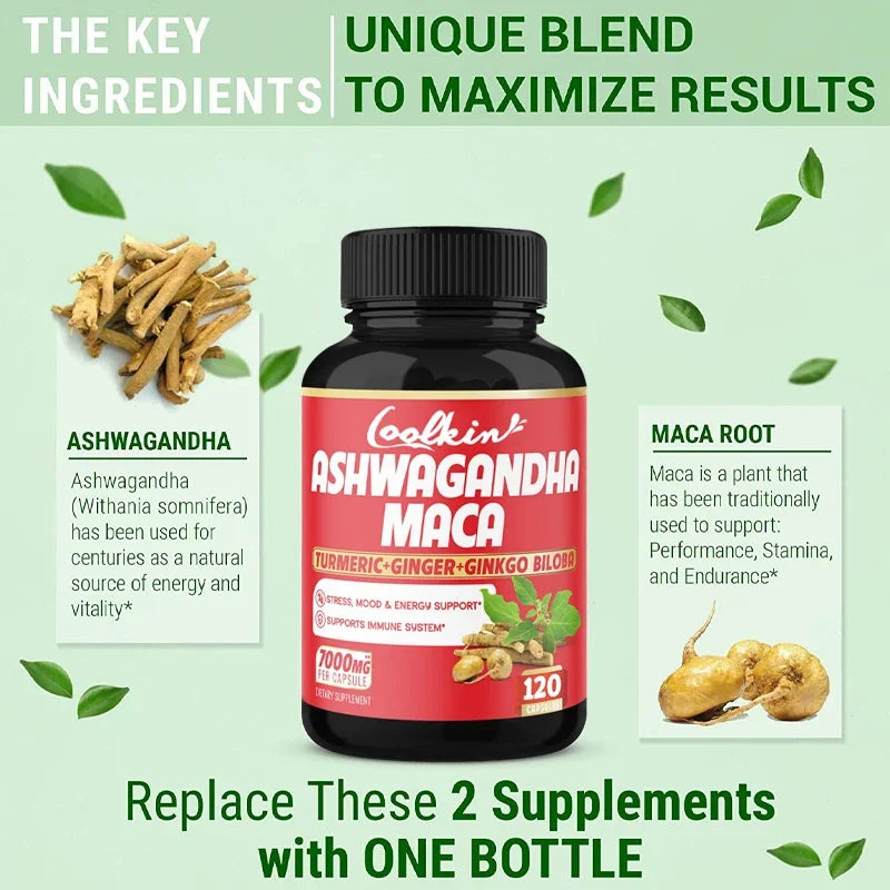 Ashwagandha and Maca Supplements - Male Supplements, Stamina & endurance, Supports Reproductive Health