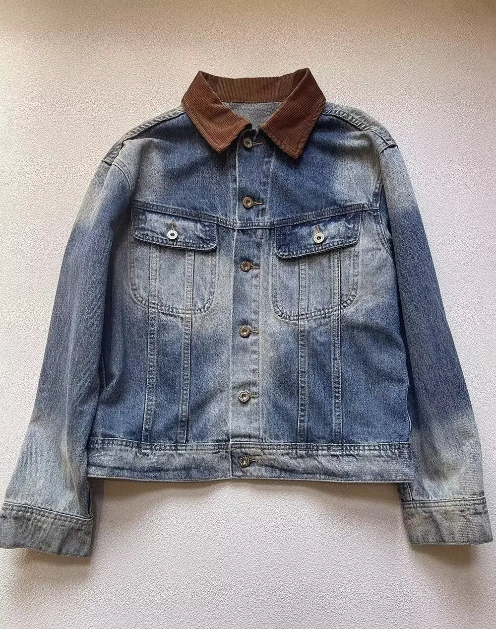 American Sle Loose Men's Denim Jaet Retro Waed Spring Autumn Casual Outerwear Long Sve Square Collar Travel Friendly