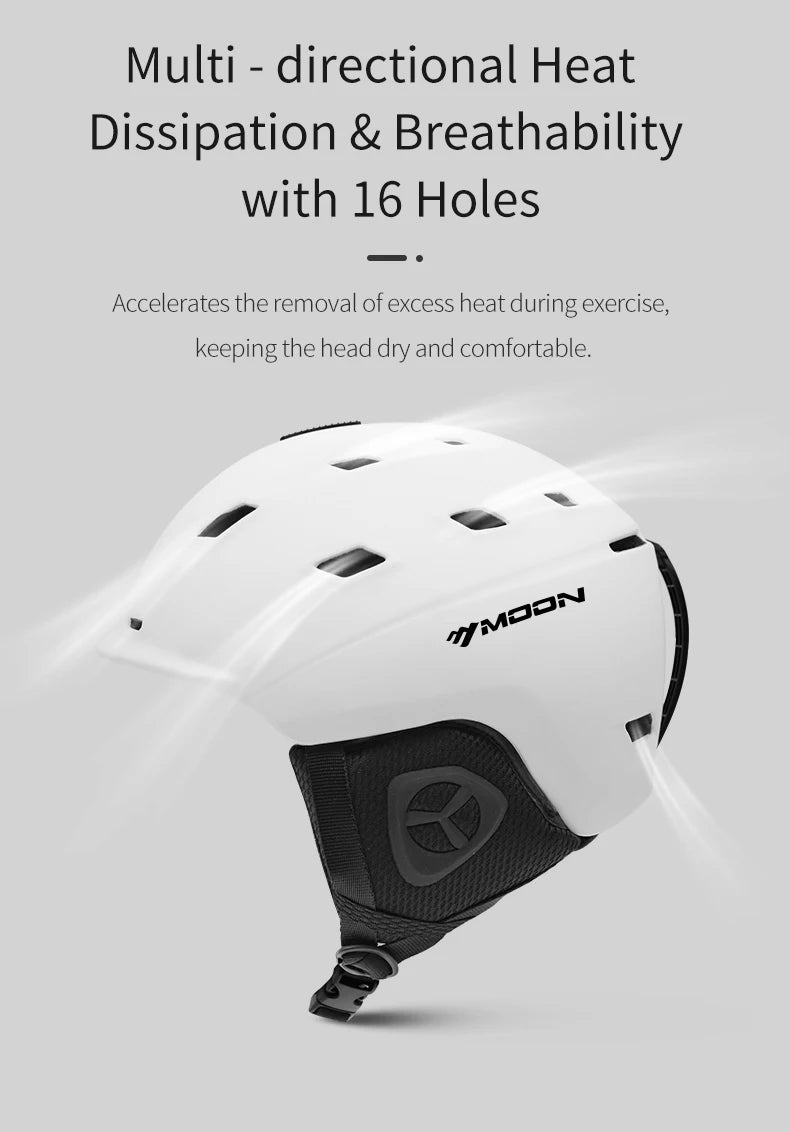 MOON-Professional Ski Helmet for Adult and Youth, Universal for Skateboard, Snowboard, Snow Equipment, Warm, Winter