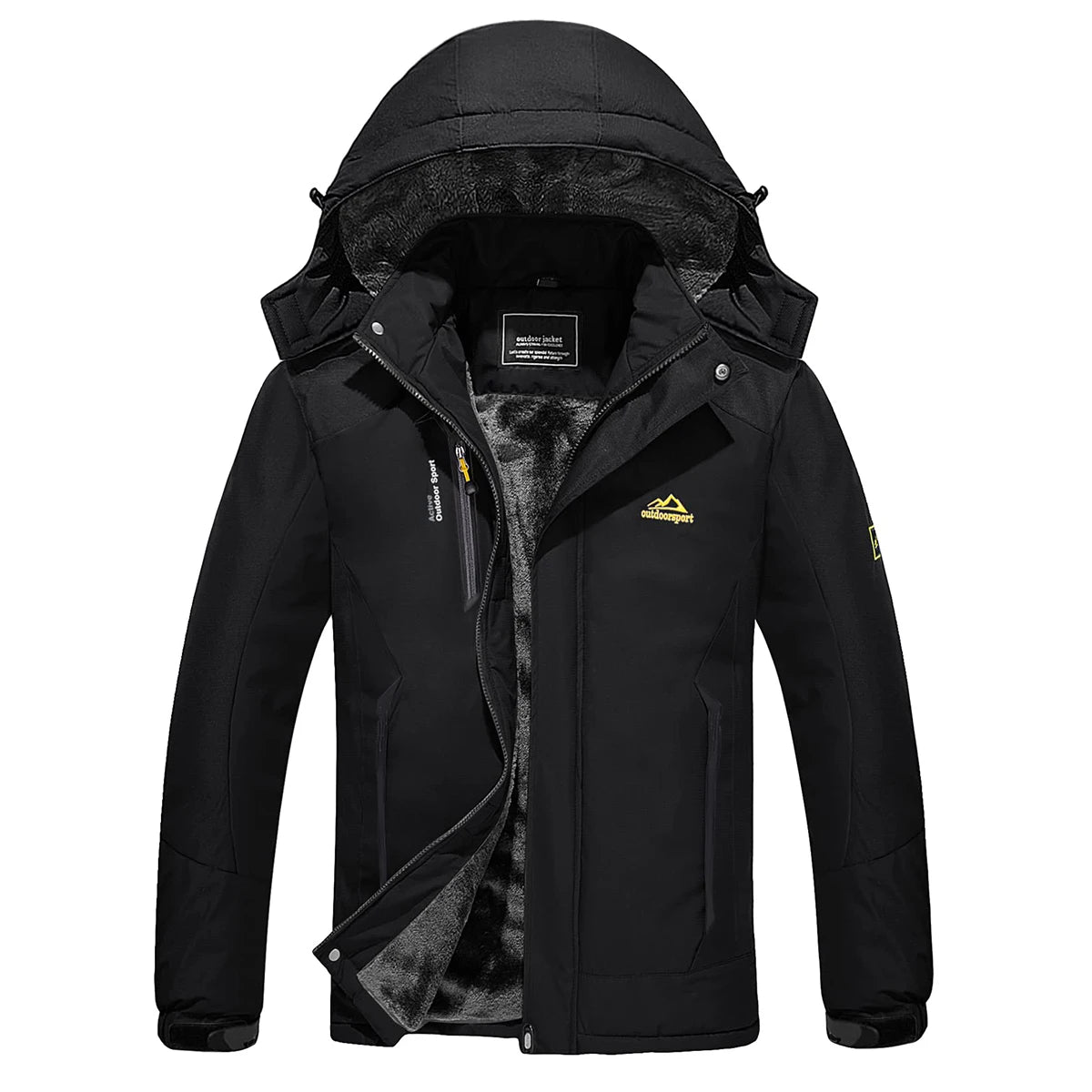 TACVASEN Men's Fleece Lined Skiing Jacket Windproof Detachable Hood Winter Thicken Warm Parkas Waterproof Outdoors Working Coat