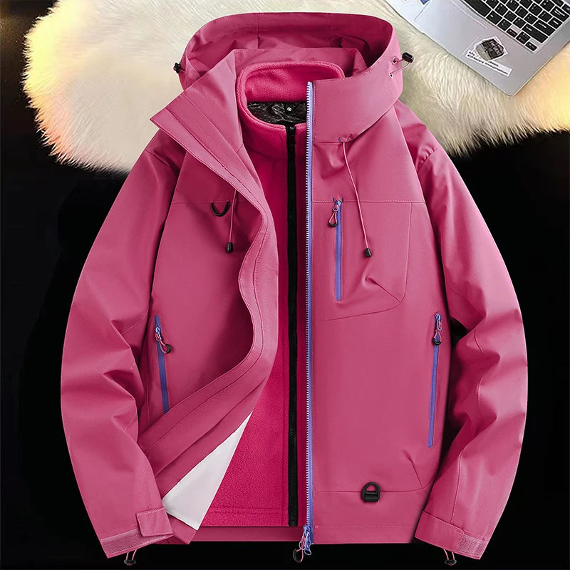 Mountaineering Suit Coat Outdoor Ski Jacket Autumn Winter Three-in-one Windbreaker Men's Women's Couple Three-proof Jacket Men's