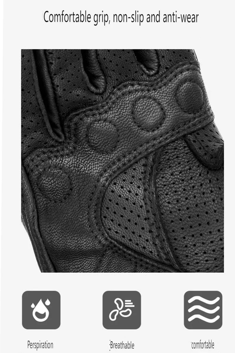 Mens Women 4 Season Driving Supertech Black/White Motorcycle Leather Gloves Racing Glove Motorbike Cowhide Race Bike Knight