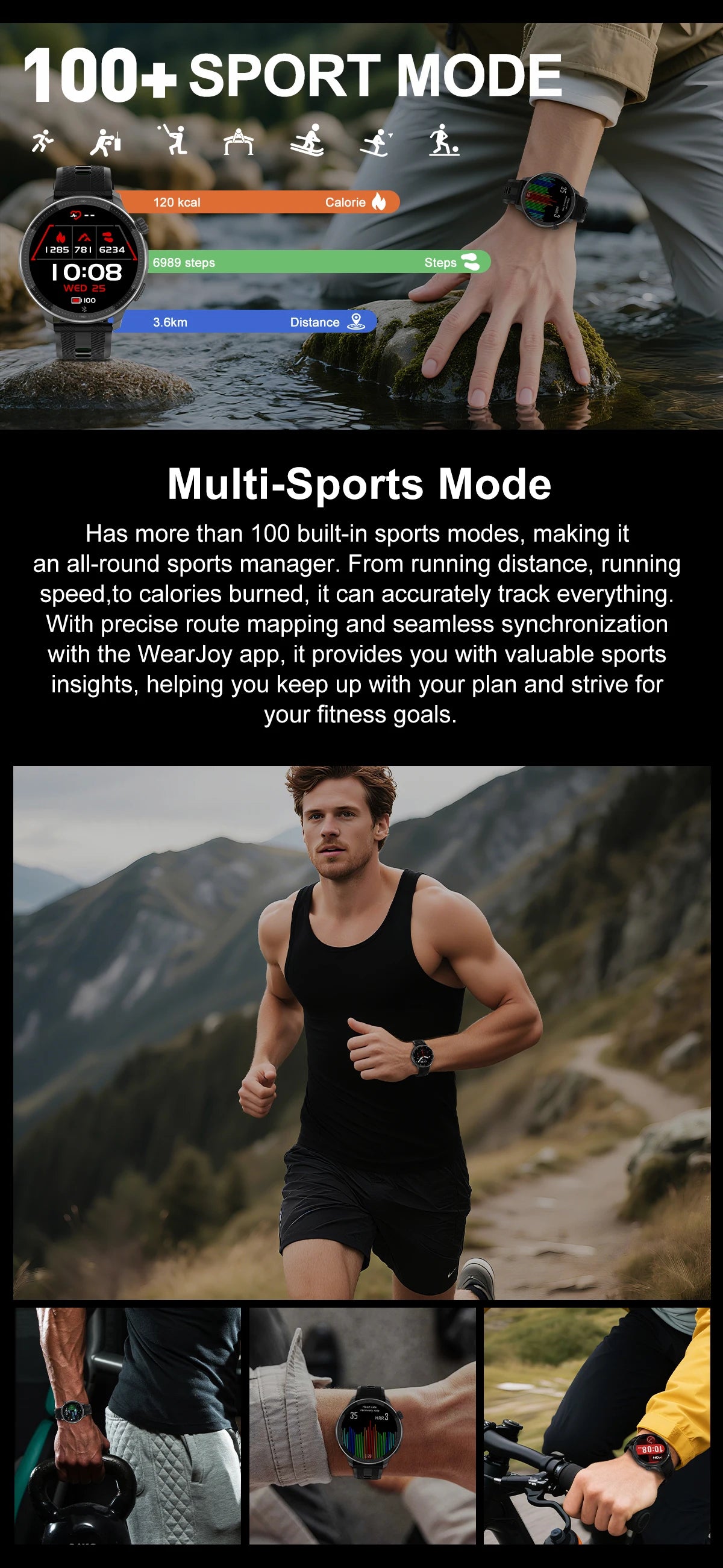 2026NEW GPS Offline Maps Sport Smart Watch Men 4GB Memory Music Video Player AMOLED 3D Menu Style Swim Waterproof Smart Bracelet