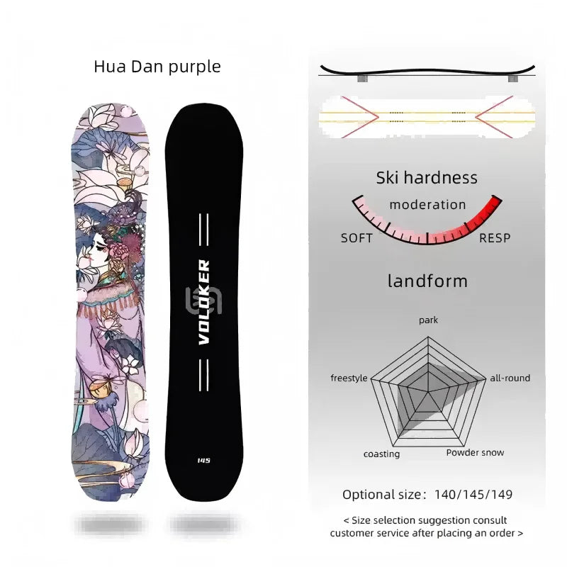 China Manufacture Unique Design Women Snowboard Winter Outdoor Steady Poplar Wood Core Freestyle Skiing Board