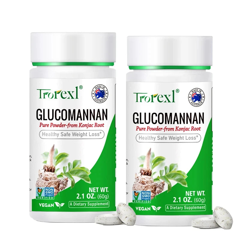 100 tablets, Trorexl Supplements, Glucomannan (Amorphophallus konjac) Pure Powder, Supports Healthy Weight Loss