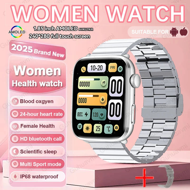 2025 New Women Men AI Smart Diagnosis Watch HRV+PPG Blood Pressure Heart Rate Health Monitor IP68 NFC Fashion Sports Smartwatchs