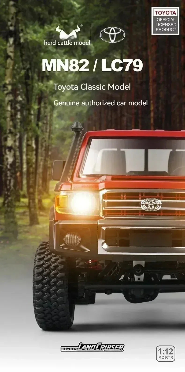 1:12 Rc Car Skymaker Mn Model Mn82 Retro Full-scale Simulation LC79 RTR 2.4g 4WD 280 Motor Remote Control RC Truck Model Car Toy