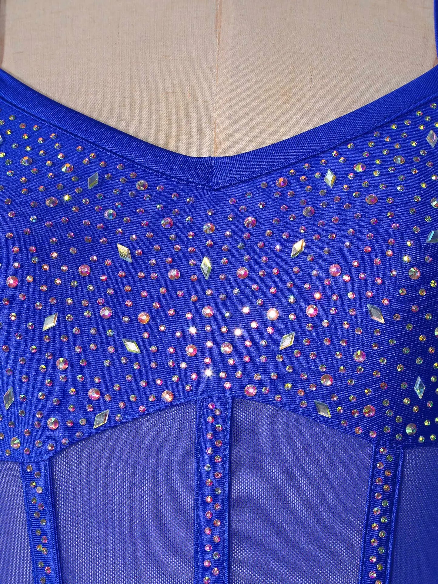 Womens Latin Dance Dress Sheer Mesh Patchwork Tiered Tassel Bodysuit Dress and Gloves for Tango Samba Dance Ballroom Dancewear