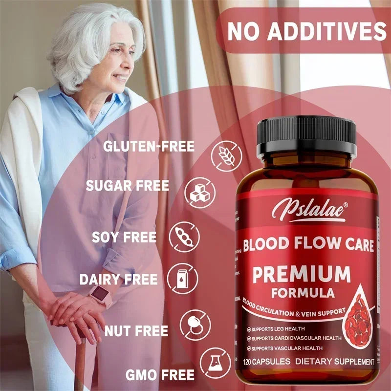 Blood Flow Care Capsules - Promotes Heart Health and Blood Circulation, Improves Varicose Veins, and Relieves Discomfort