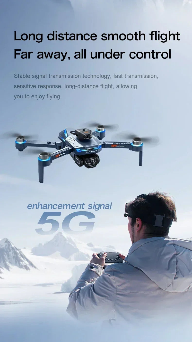 Drone 4K HD GT8 Camera Obstacle Avoidance Aerial Photography Brushless Drone with Screen Foldable RC Drone Quadcopter RTF