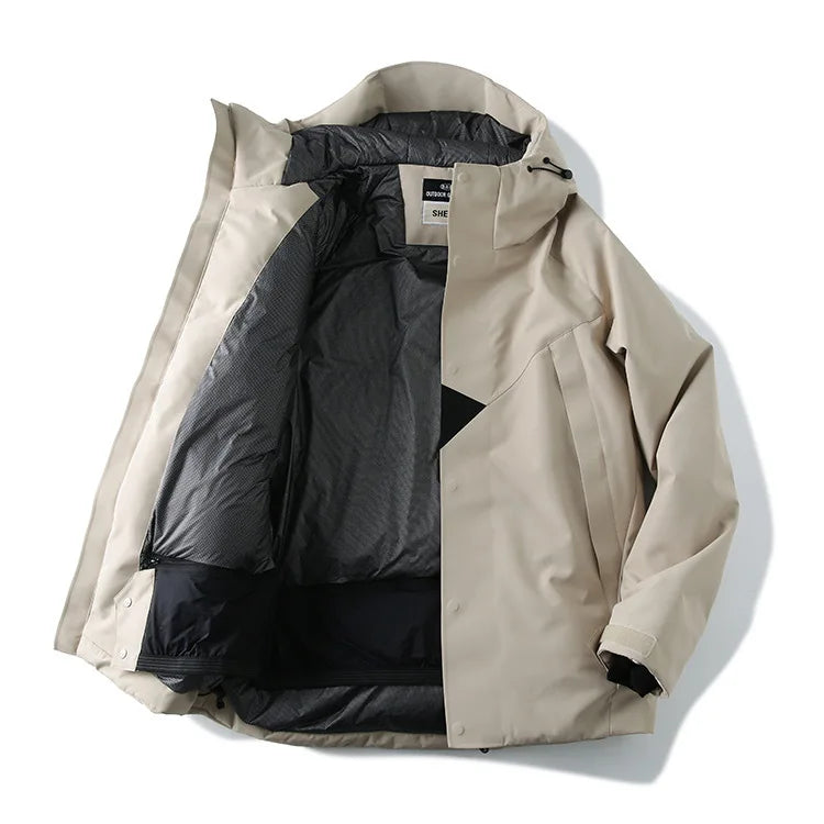 Four Season Waterproof Ski Jacket - Warm City Outdoor Jacket With Color Blocks, Windproof Tape Structure, Neutral Design