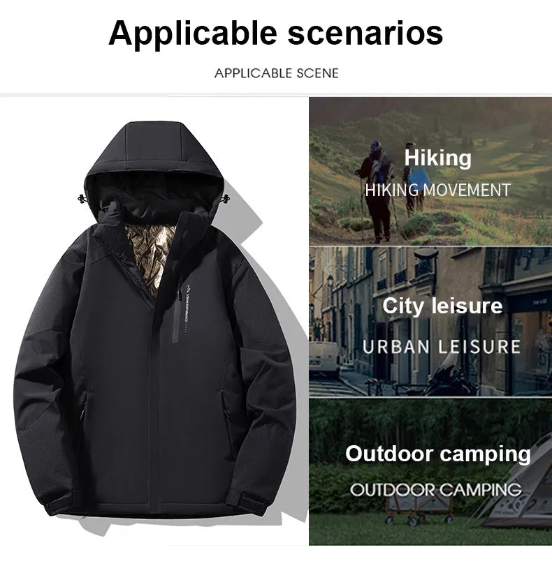 Autumn And Winter Outdoor Graphene Couple Style Lock-Iin And Warm Fashion Casual Simple Contrast Color Hooded Cotton Coat