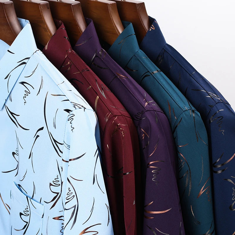 New Men's Casual Printed Short Sleeved Lapel Shirt for Summer Fashion Comfort No Ironing Wrinkle Resistant Top