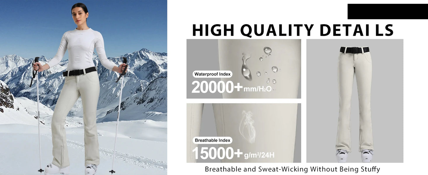 New GSOU SNOW Ski Pants Women Snow Slim Pants Snowboard Pants Waterproof Insulated Windproof Warm Outdoors Winter Sports Hiking