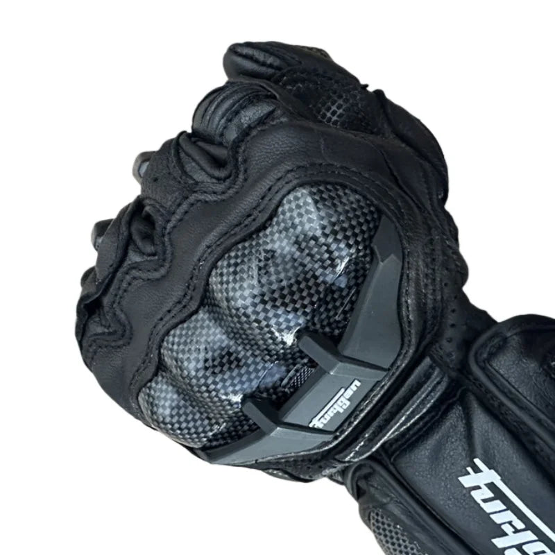 Men's Genuine Leather Motorcycle Gloves Carbon Fiber Safety Defense Motocross Gloves Touch-screen Outdoor Driving Guantes Moto