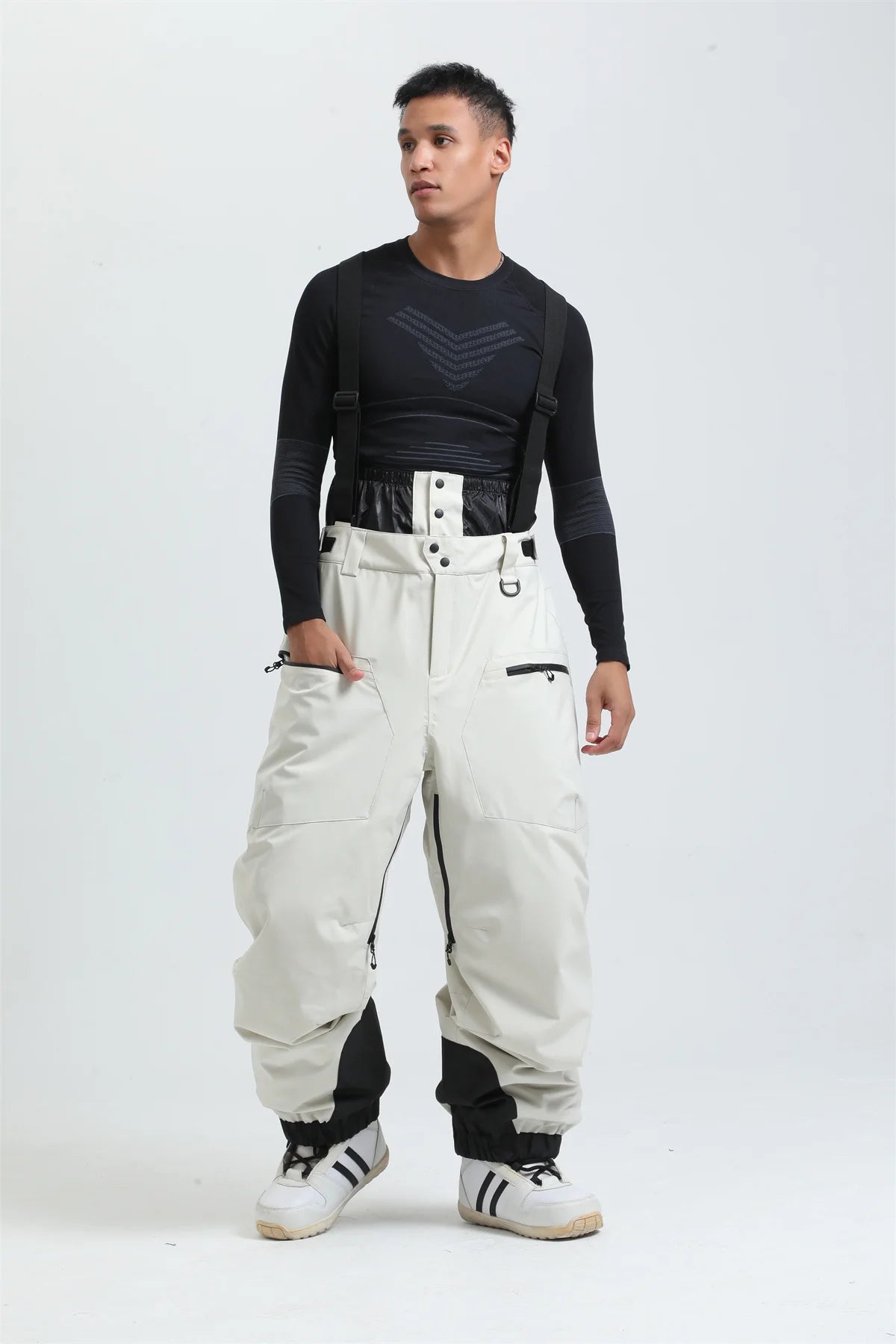 Gsou Outdoor Sport Mountain Female Ski Pants Winter Waterproof Men Women Snowboard Overalls Suspender Snowpants Warmth -40 degre
