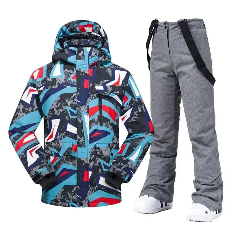 High Quality Men's Winter Waterproof Snowboard Jacket Pants Set Male Breathable Windbreak for Adults Ski Suits