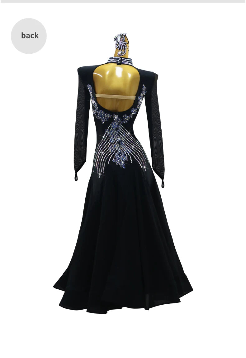 Girls Evening Dress Jazz Waltz Clothes Competition Stand Dance Sets Ballroom Suit 2026 Modern Match Women Dancewear Long Sleeves
