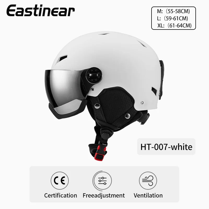 Eastinear Ski Helmet Ski Goggles Helmet Integrated Warm and Anti-collision Outdoor Ski Safety Equipment for Adults and Children