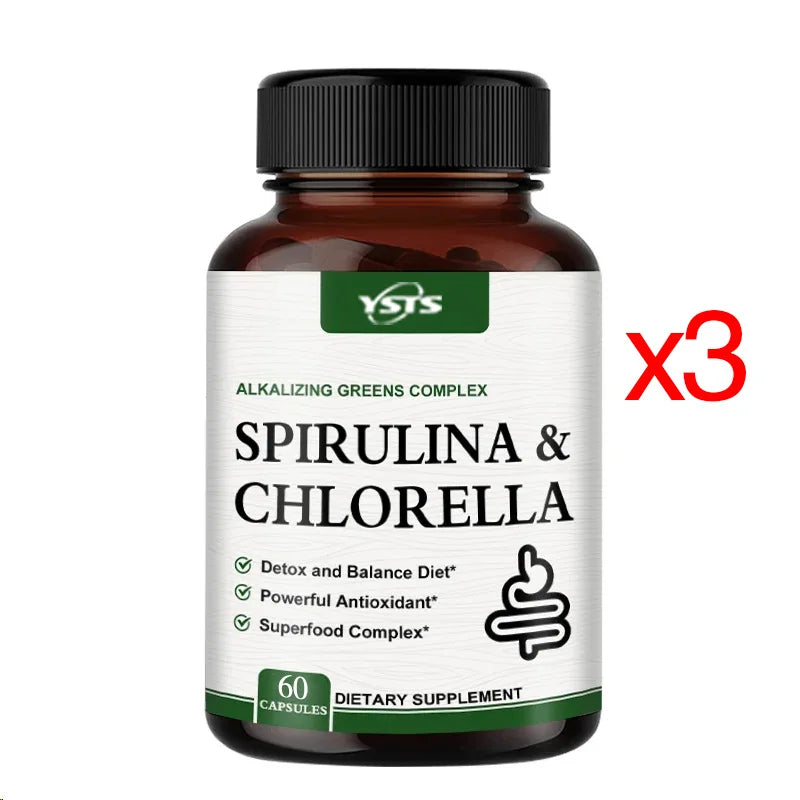 Spirulina Chlorella Supplement - Supports Liver, Kidney And Intestinal Detoxification, Energy, Digestion, Antioxidant
