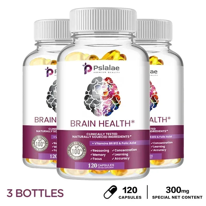 Brain Health Capsules - Supports Brain Health, Enhances Memory & Concentration, Improves Mental Clarity, Vegetarian, Gluten-free