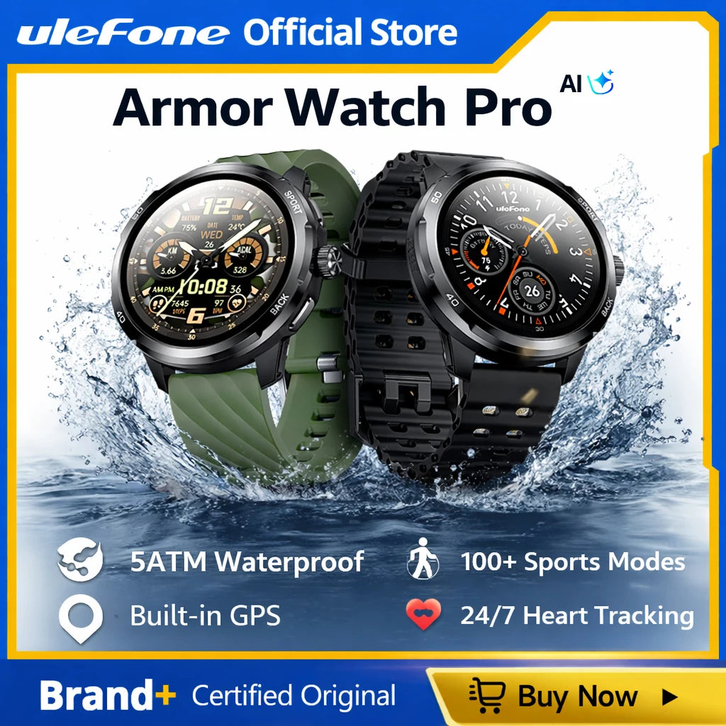 Ulefone Armor Watch Pro Smartwatch 1.5" AMOLED Display, Built-in GPS, Heart Rate Monitor, Sports Smart Watch for Men & Women
