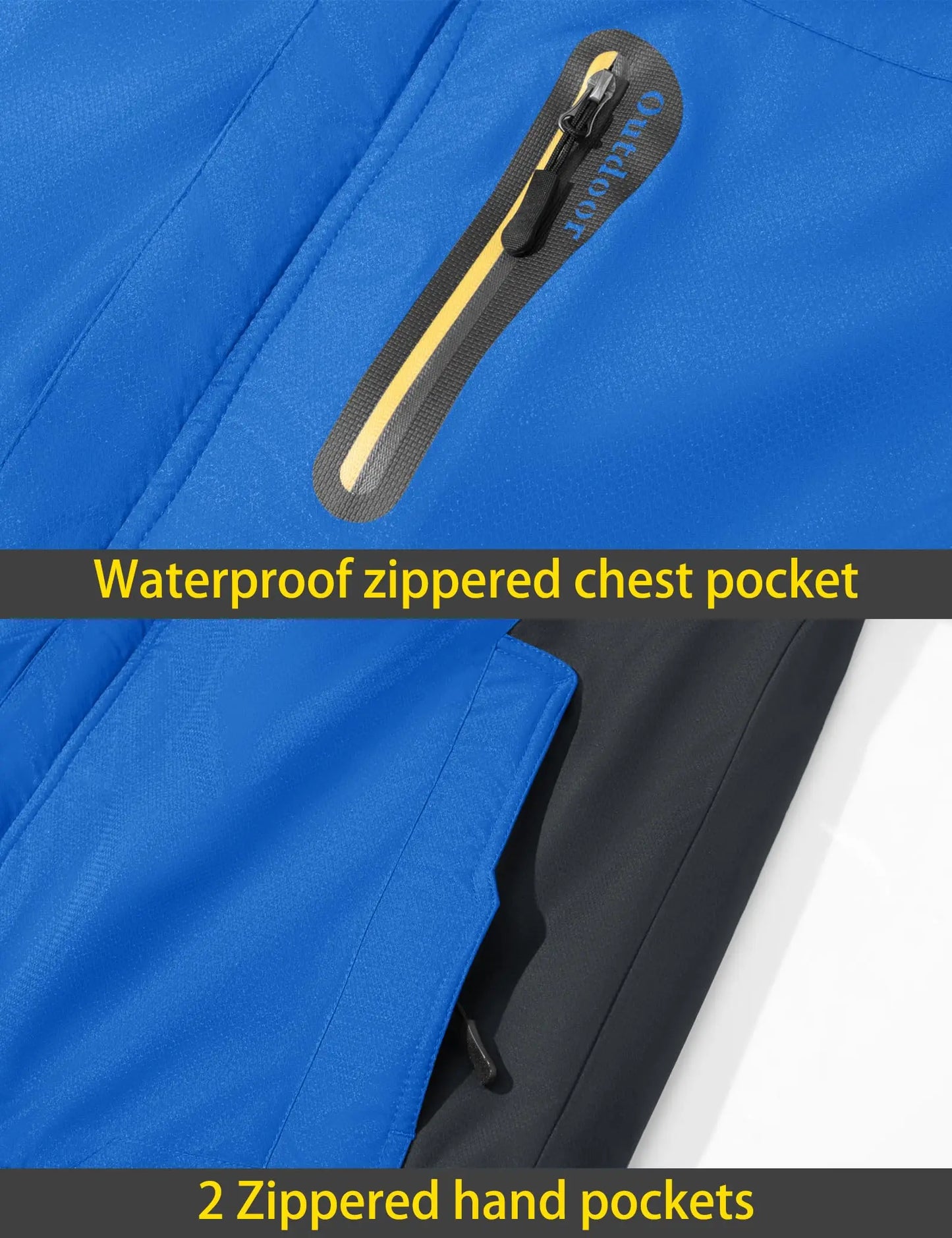 TACVASEN Winter Fleece Lining Jackets Waterproof Mens Ski Snowboard Parka Windproof Removable Hoodie Coats Casual Windbreaker
