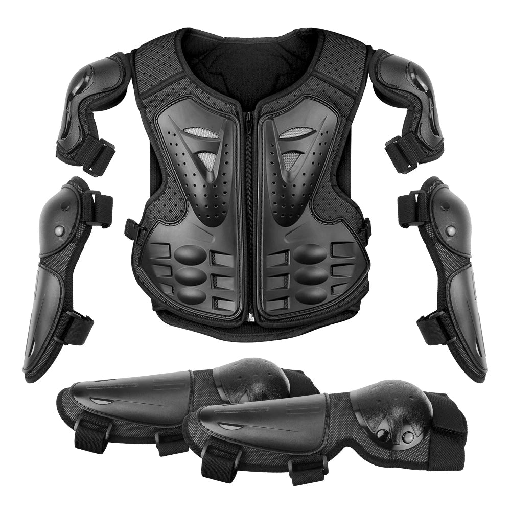 Kid's Motorcycle Armor Vest Protection Motocross Body Armor Jacket Protective Armors Riding Kneepads Moto Full Armor Children