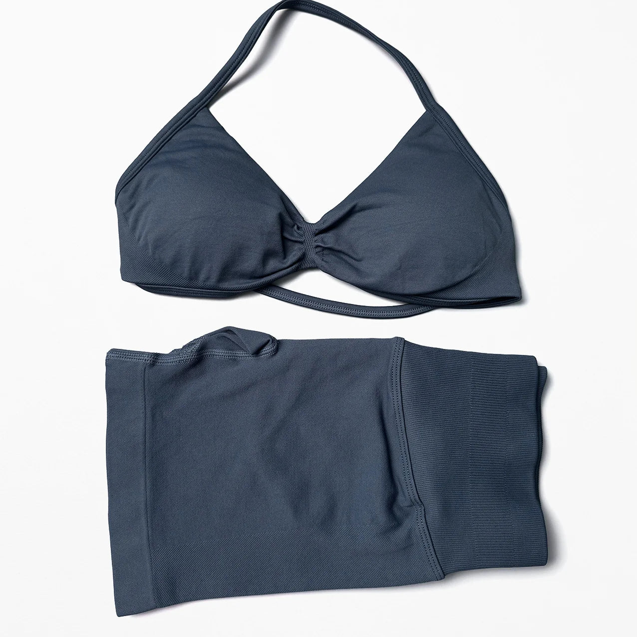 Seamless 2 Pieces Strappy Yoga Halter Bras Sets Scrunch Butt Sports Shorts Quick Dry Backless Gym Crop Tops with Pad Push Up Set