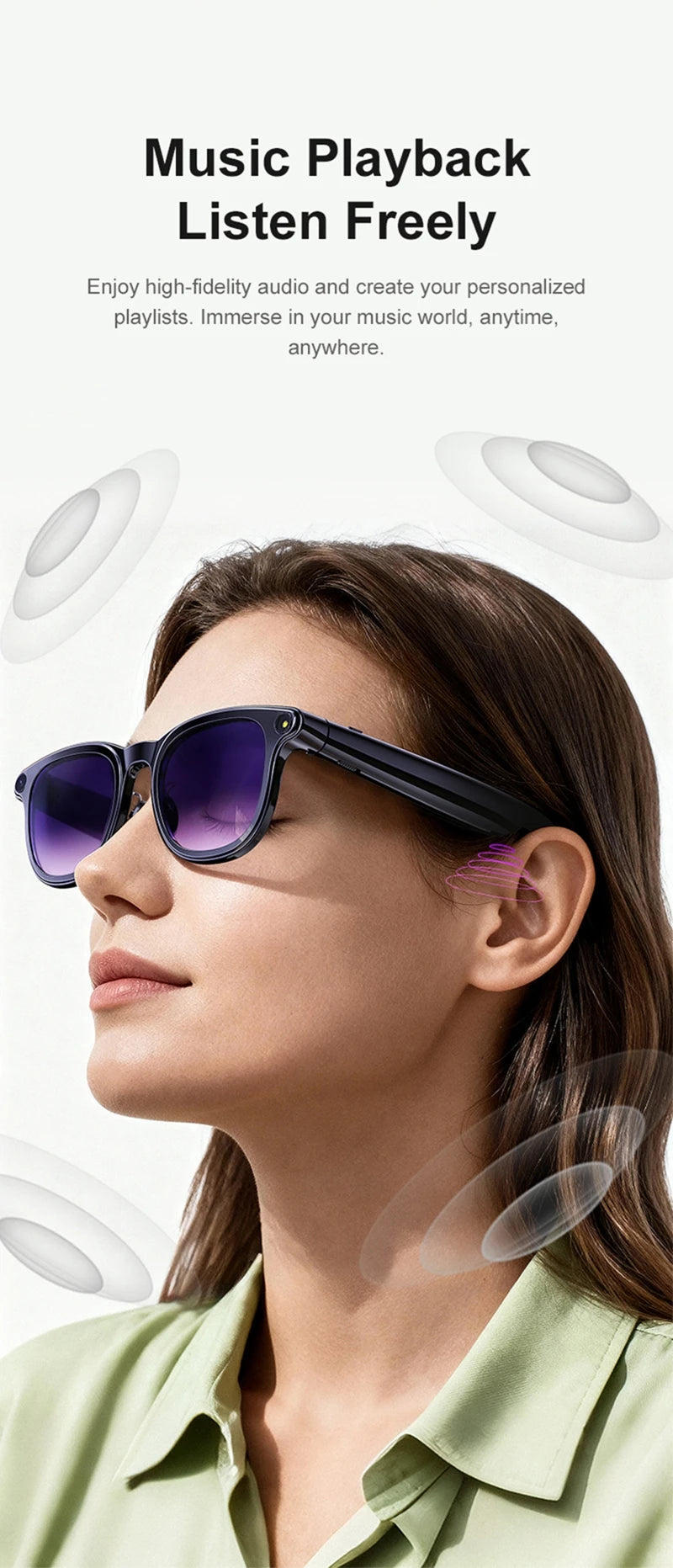 Lenovo 8K AI Smart Glasses With 100MP Camera Chat GPT Touch Sport Sunglasses Bluetooth Call Video Music Player For Men Women