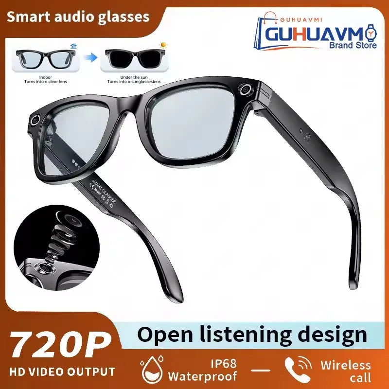 Tavyu Smart Glasses HD 8K Photochromic Lens Bluetooth Call WIFI Transmission Music Translate Video Recording Camera Glasses Men