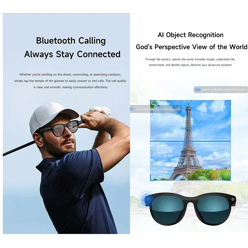 New Smart Glasses Men 8MP Camera WiFi Bluetooth Touch Control IP65 Waterproof AI Translation Noise Cancelling AI Glasses Women