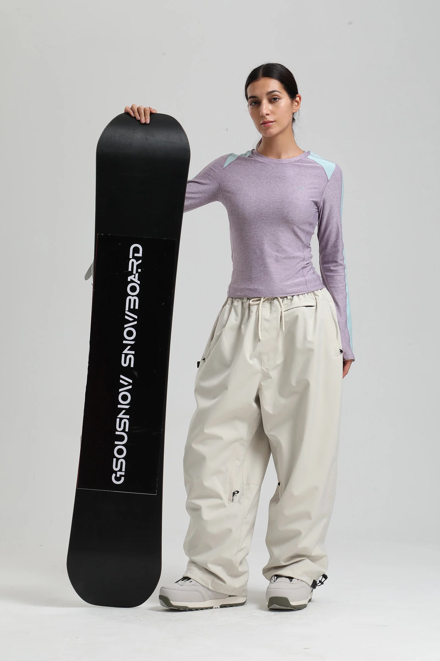 Gsou Snow 2025 Unisex Loose Fit Cargo Ski Pants - Waterproof Windproof Snowboard Trousers for Men & Women Winter Snow Gear