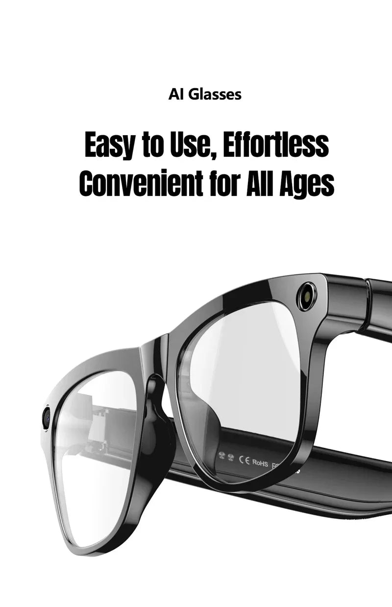 Lenovo AI Smart Glasses 800W Anti Shake HD Camera Video Recording Languages Translation Sunglasses BluetoothMusic Play Man Women