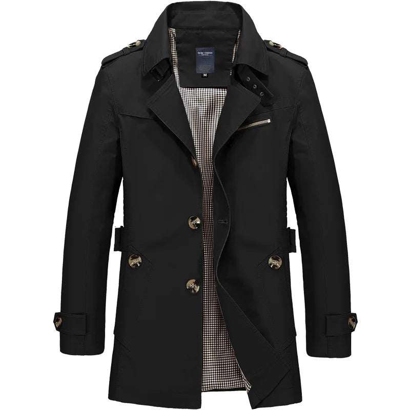 2026 Spring New Men's Army Green Lapel Jacket, Khaki Business Casual Coat, Blue and Black Autumn Windbreaker.