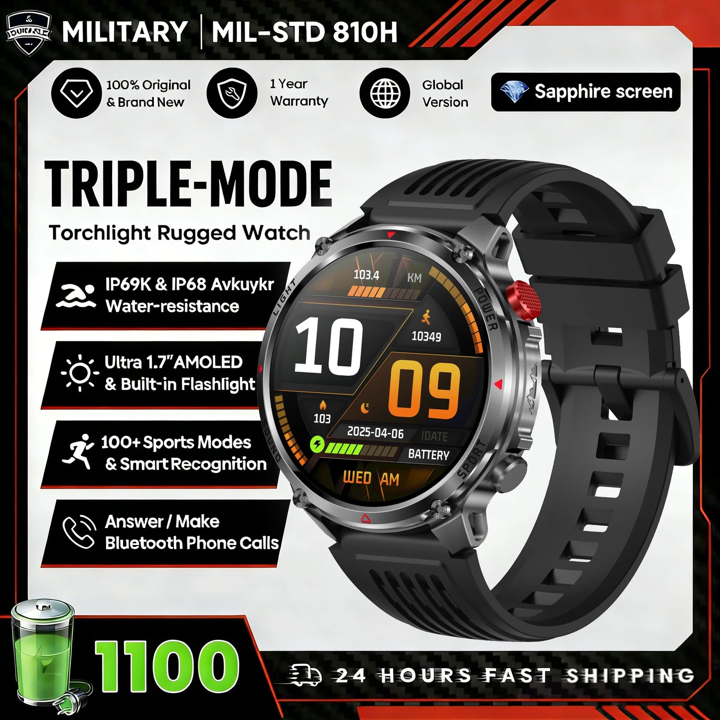 New T-Rex3 Ultra 1100mAh Battery Smart Watch GPS Track Compass IP69K Waterproof Sports tracker Outdoors Military Smartwatches