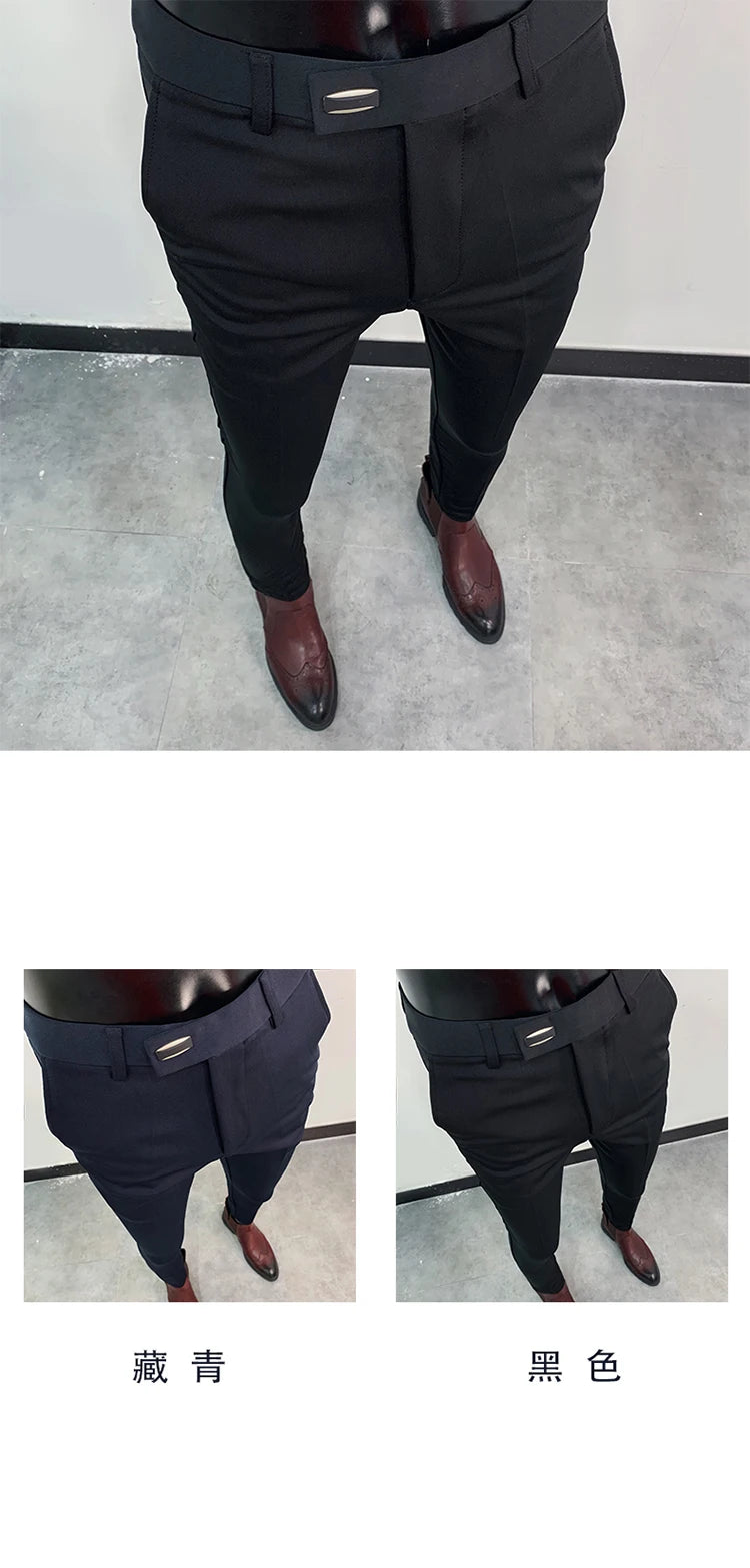 Men Suit Pants Dress Pantalone Hombre Stretch Slim Formal Trousers Calça Masculina Solid Color Casual Pants Fashion Men Clothing