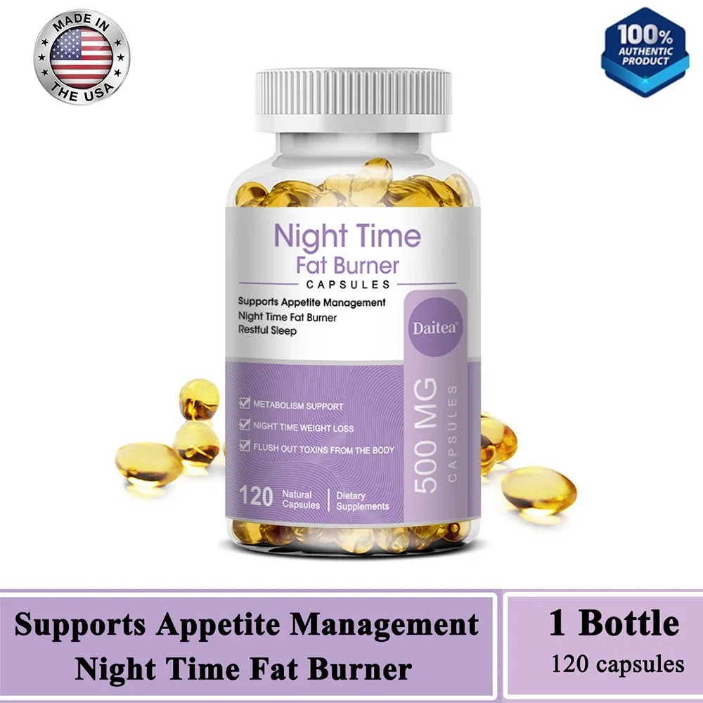 Nighttime Fat Burner, Sleep Supplement and Appetite Suppressant for Men and Women - Metabolism, Detoxification