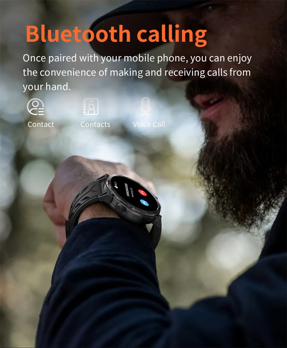 2026 New Outdoor Sports Smartwatch Men GPS Positioning 650mAh HD Call 1.56-inch AMOLED Screen Compass 5ATM Waterproof Watch Man