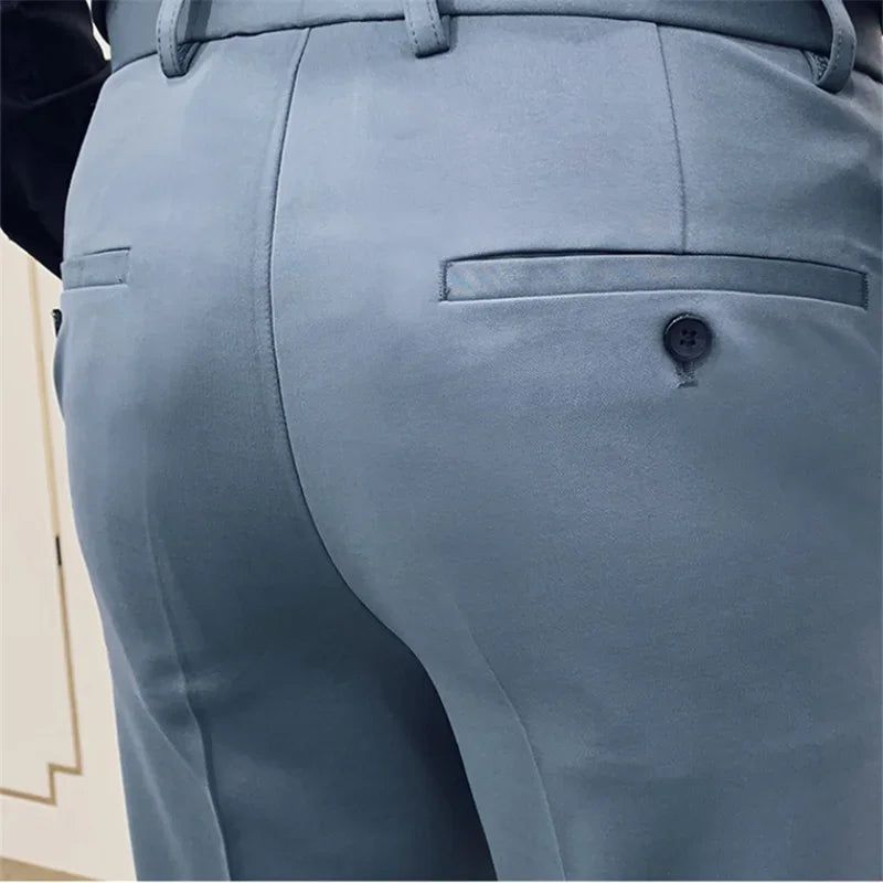 Spring 2025 Mens Casual Slim Fit Dress Pants Streetwear Suit Pants Men High Quality Office Pants All Match ankle Length Trousers