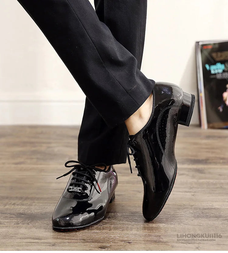 TOP Dance Shoes Latin Shoe Modern  Men Cowhide Two-point Sole Oxford Cloth Grid Pattern Authentic Sock Bag BDDANCE309 Breathable
