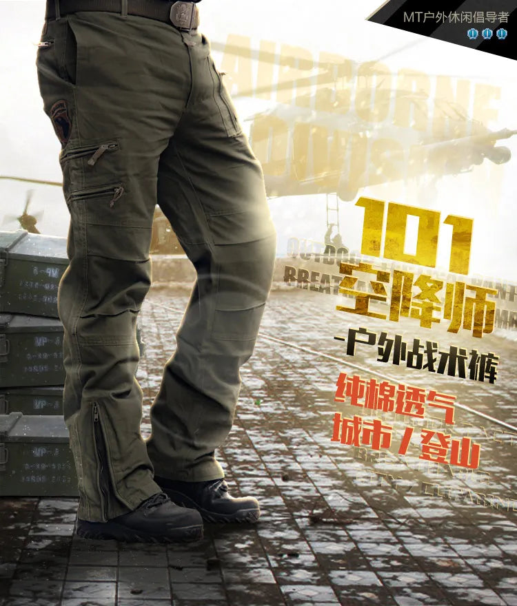 Men's Cargo Pants Outdoors Style Tactical Pants Male Camo Jogger Plus Size Cotton Many Pocket Men Camouflage Black Trousers