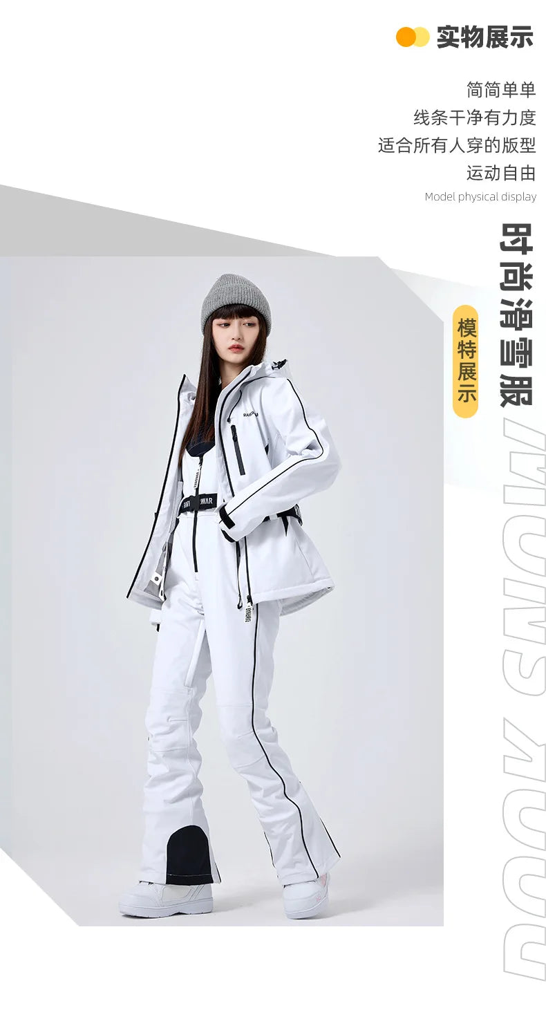 MUTUSNOW Winter Breathable Women's Ski Strap Pants Windproof Waterproof Snowboarding Trousers Outdoor Female Slim Ski Pants