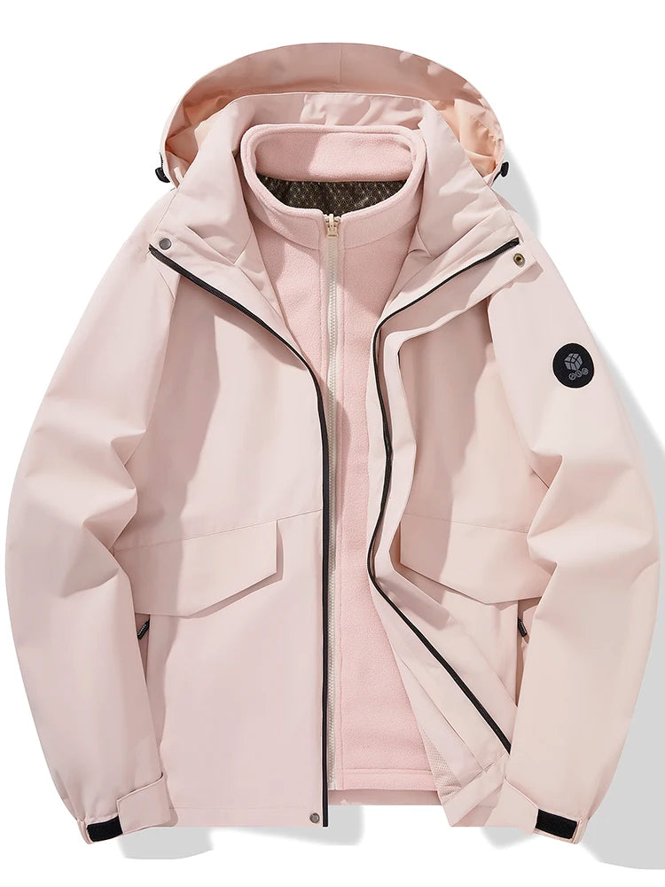 Autumn and winter three-in-one windbreaker  two-piece set detachable warm ski suit  windproof mountaineering suitMens coats
