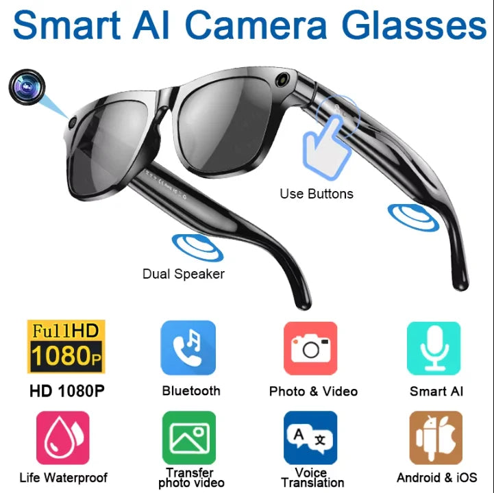 OnePlus AI Smart Glasses Photo Sense Camera Bluetooth Music Call Intelligent Recording Ip65 Waterproof Bluetooth Glasses New
