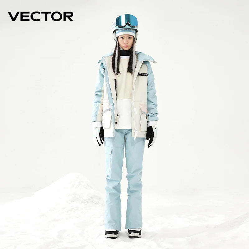 VECTOR Ski Suit Set Women Man Winter Women Jackets and Pants Warm Waterproof Women Jackets Pants Outdoor Ski Bike Camping 2023